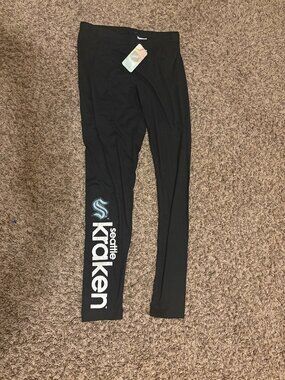 Seattle Kraken Leggings Womens Medium G-III 4Her by Carl Banks Black NWOT NEW